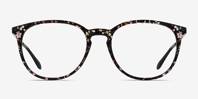 Gracious Pink Floral Plastic-metal Eyeglass Frames
