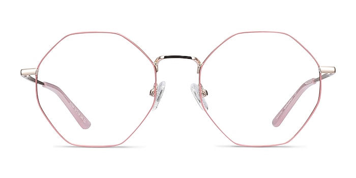 坛上粉红色 & 来自EyeBuyDirect的黄金金属眼镜框