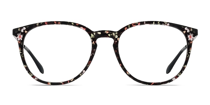 优雅的粉红色花塑料金属眼镜框从EyeBuyDirect