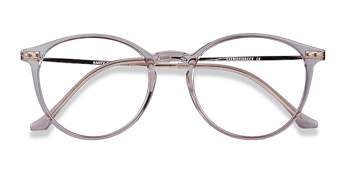 Clear Purple Amity -  Lightweight Plastic, Metal Eyeglasses