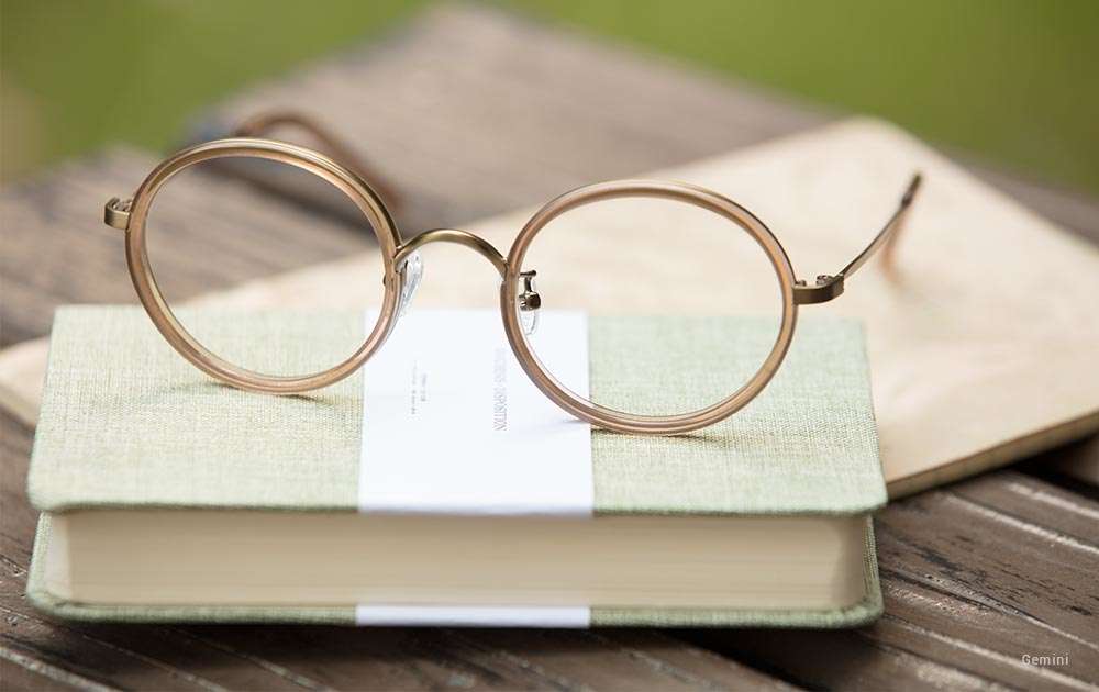 vintage round glasses - gold - book - glasses