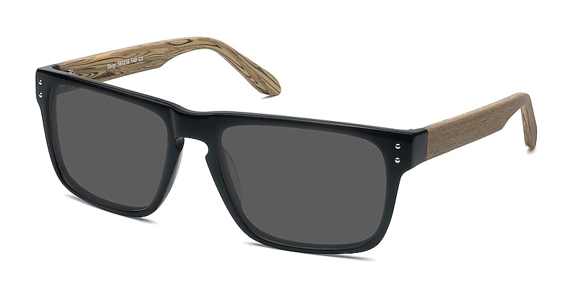 A pair of sunglasses with wooden arms