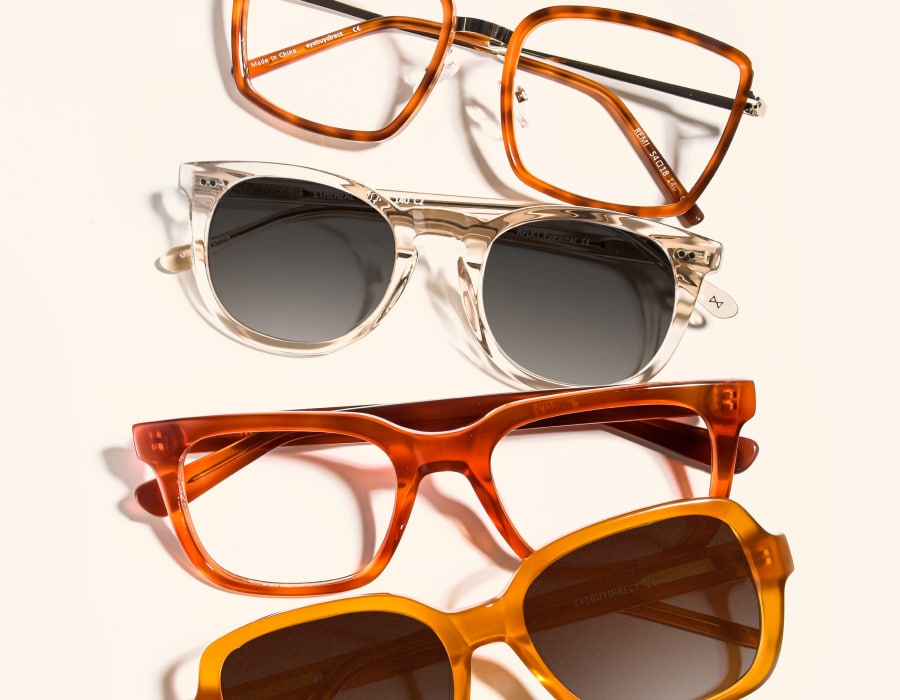 A set of eyewear frames with transition lenses