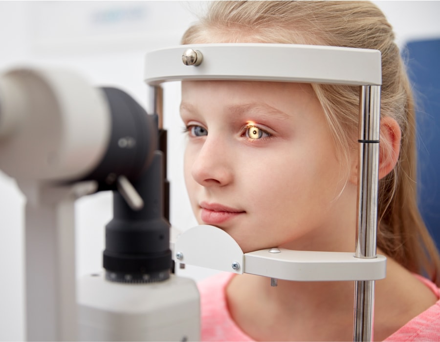 A girl taking an eye exam