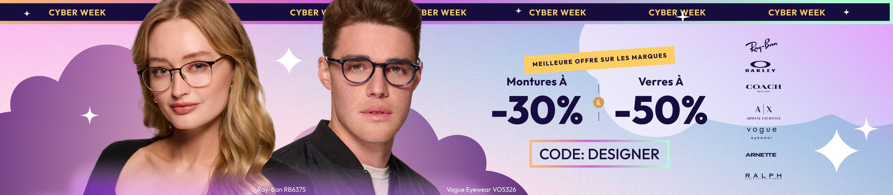Montures À-30%-Verres À-50%