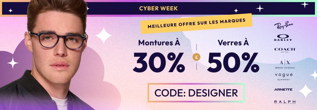 Montures À-30%-Verres À-50%