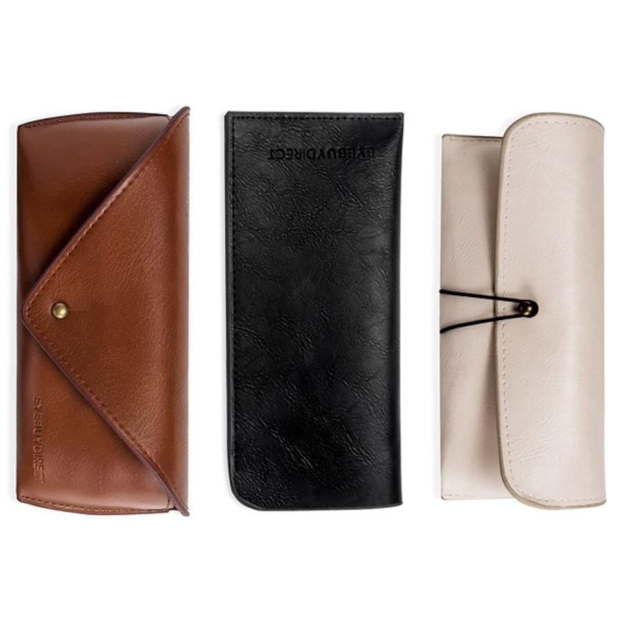 Three glasses cases at EyeBuyDirect