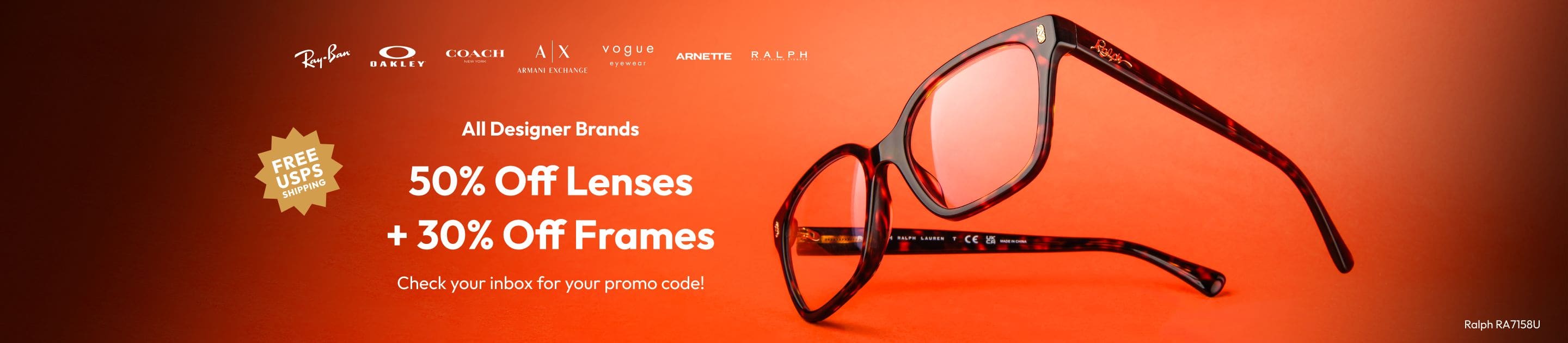 50% Off Lenses + 30% Off Frames