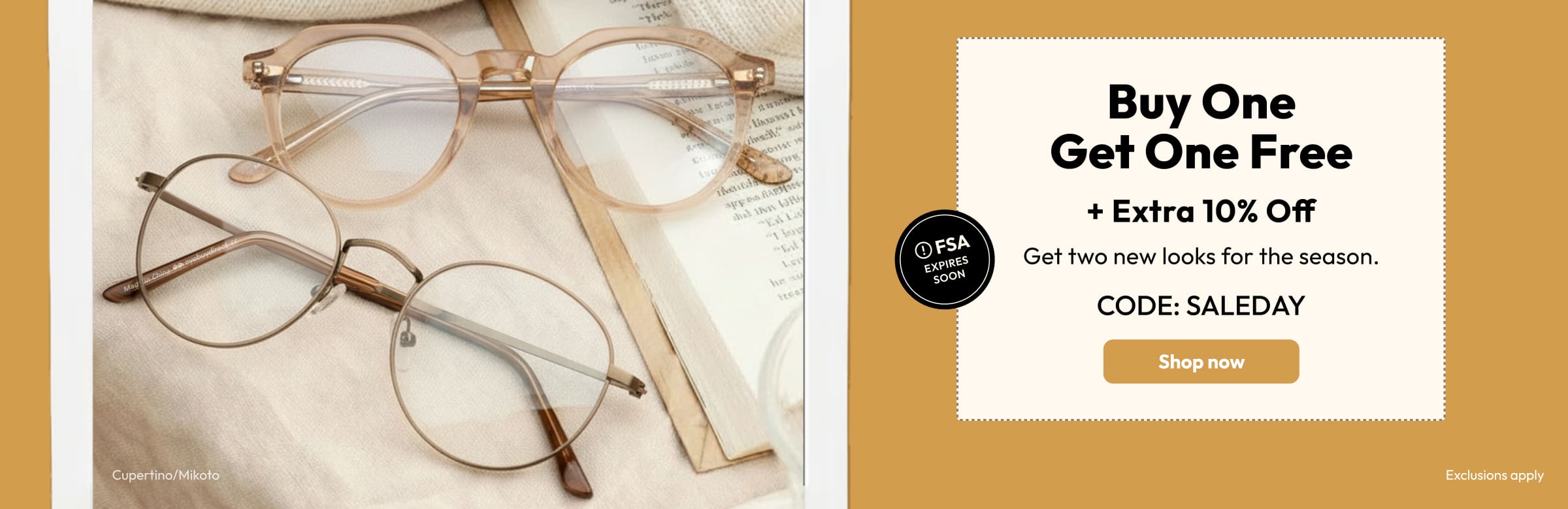 Buy One Get One Free + Extra 10% Off