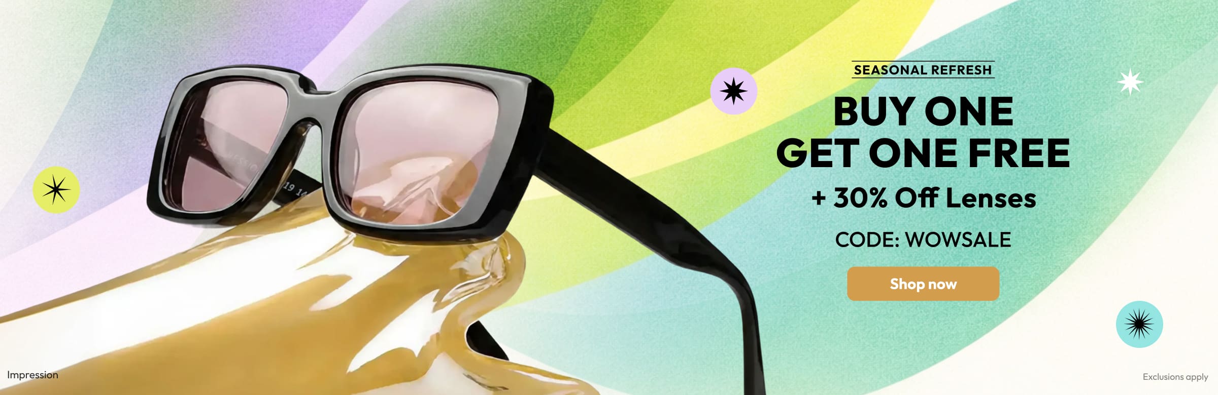 Buy One Get One Free + 30% Off Lenses