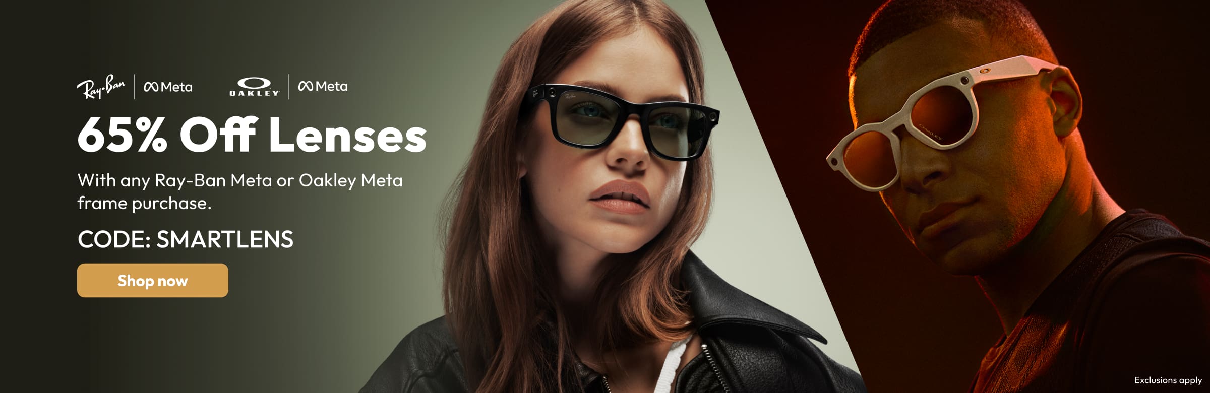 65% Off Lenses With any Ray-Ban Meta or Oakley Meta frame purchase.