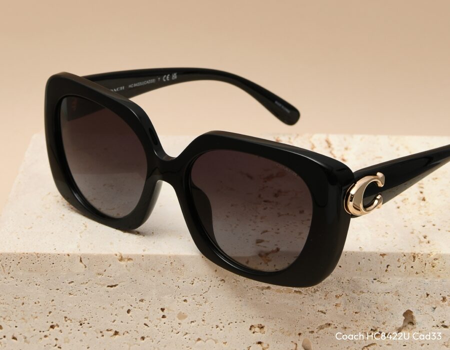 A pair of sunglasses with thick black frames