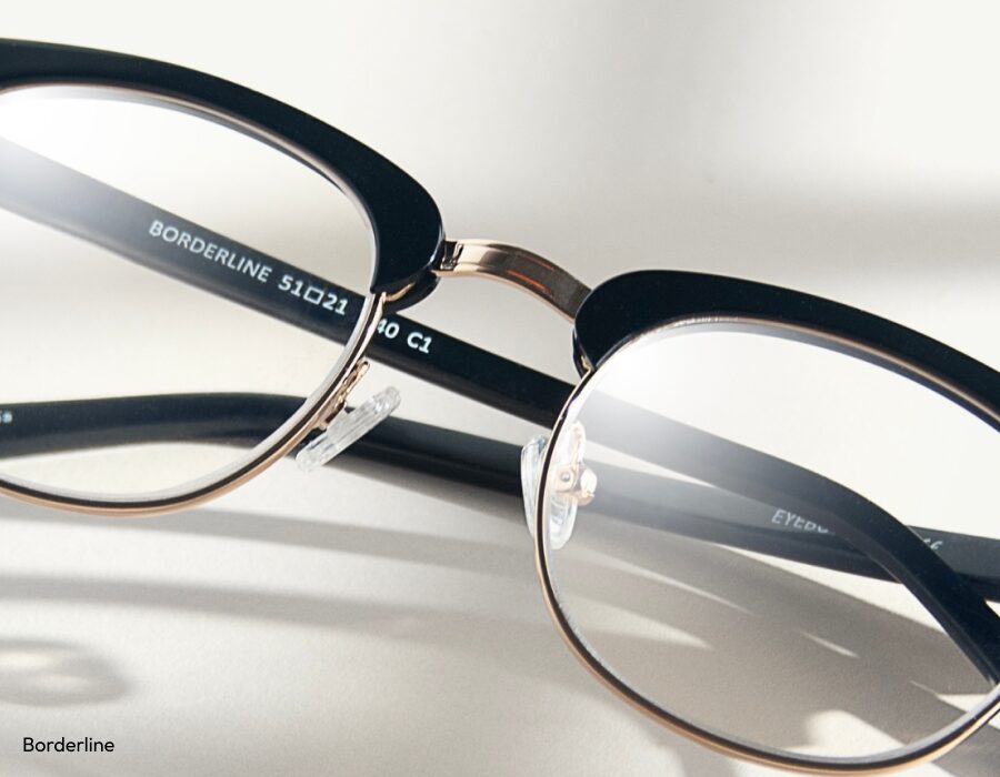 A closeup with a pair of eyeglasses with adjustable nose pads