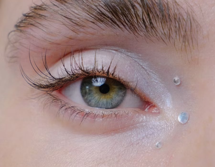 A closeup of a grey eye