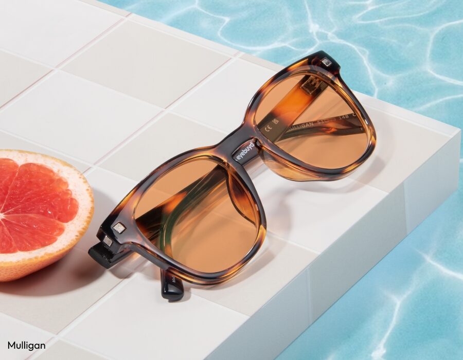 A pair of tortoiseshell sunglasses with amber-colored lenses