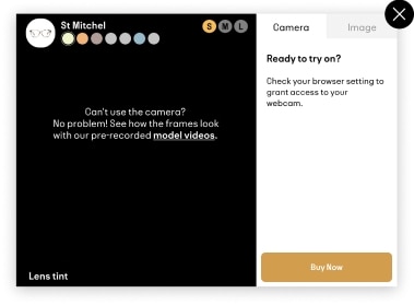 Allow camera access to enable virtual try on.