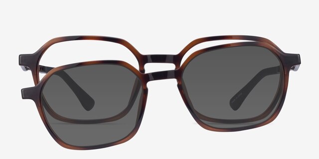 Paseo Clip-On Tortoise PlasticEyeglass Frames from EyeBuyDirect, Front View