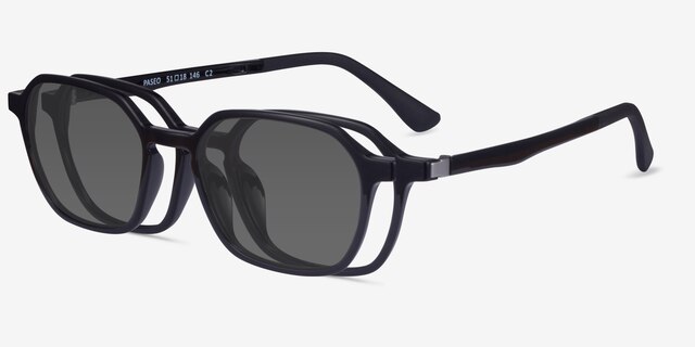 Paseo Clip-On Noir PlastiqueMontures de lunettes de vue d'EyeBuyDirect, Vue d'Angle