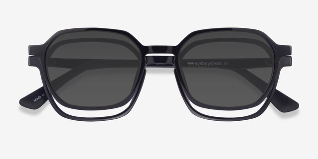 Paseo Clip-On Noir PlastiqueMontures de lunettes de vue d'EyeBuyDirect, Vue Rapprochée