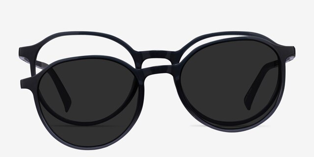 Esplanade Clip-On Clear Gray PlasticEyeglass Frames from EyeBuyDirect, Front View