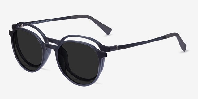 Esplanade Clip-On Clear Gray PlasticEyeglass Frames from EyeBuyDirect, Angle View