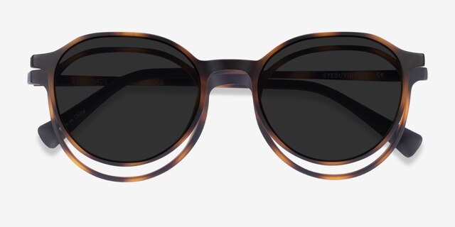 Esplanade Clip-On Matte Tortoise PlastiqueMontures de lunettes de vue d'EyeBuyDirect, Vue Rapprochée