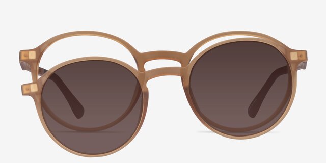 Hill Clip-On Clear Brown PlasticEyeglass Frames from EyeBuyDirect, Front View