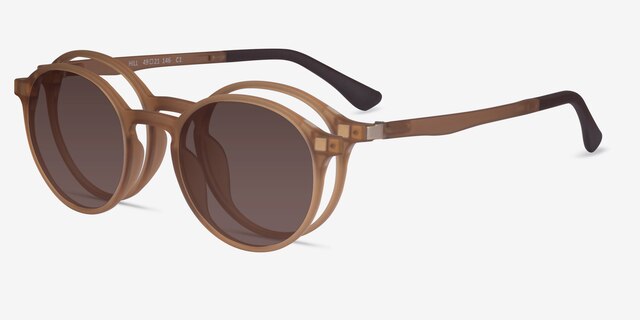 Hill Clip-On Clear Brown PlasticEyeglass Frames from EyeBuyDirect, Angle View