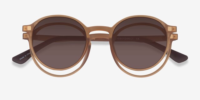 Hill Clip-On Clear Brown PlasticEyeglass Frames from EyeBuyDirect, Closed View