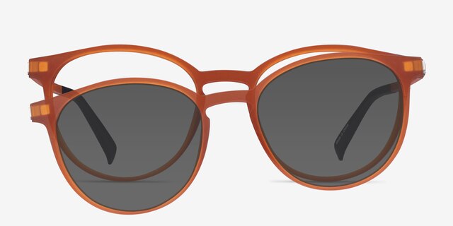 Terminus Clip-On Matte Orange PlasticEyeglass Frames from EyeBuyDirect, Front View