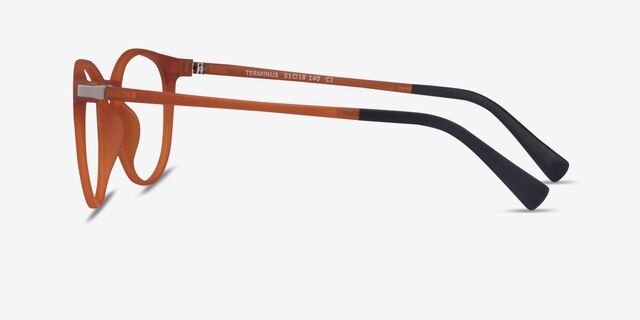 Terminus Clip-On Matte Orange PlasticEyeglass Frames from EyeBuyDirect, Side View