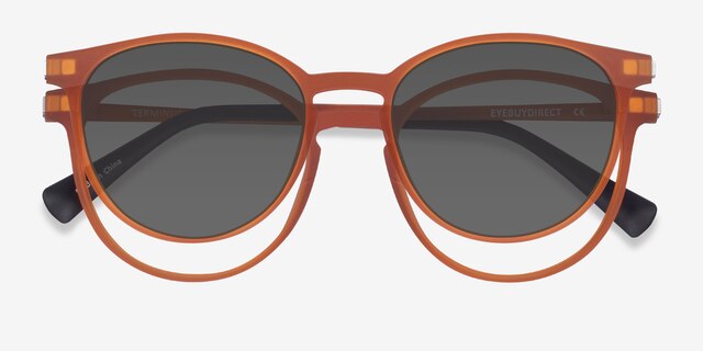 Terminus Clip-On Matte Orange PlasticEyeglass Frames from EyeBuyDirect, Closed View