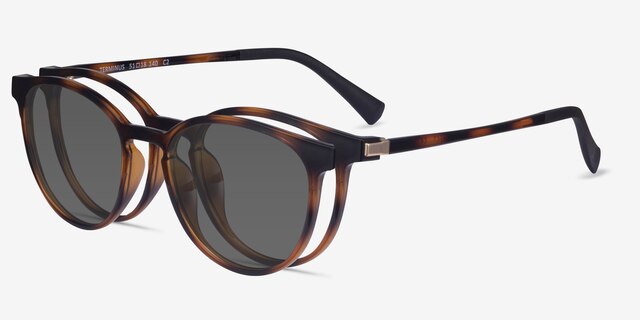 Terminus Clip-On Tortoise PlasticEyeglass Frames from EyeBuyDirect, Angle View