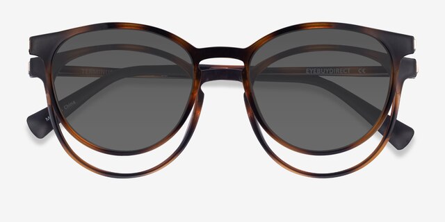 Terminus Clip-On Tortoise PlasticEyeglass Frames from EyeBuyDirect, Closed View