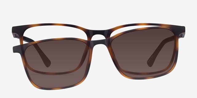 Parody Clip-On Tortoise PlasticEyeglass Frames from EyeBuyDirect, Front View