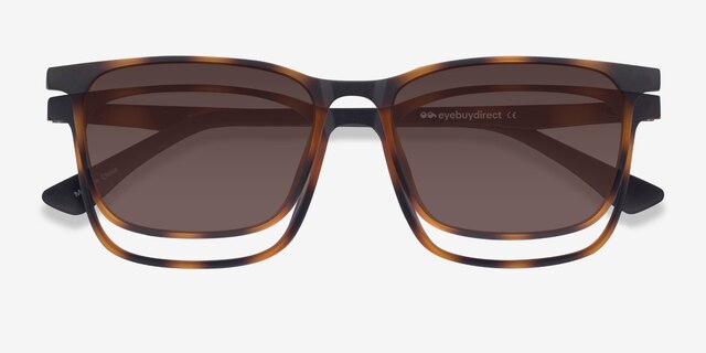 Parody Clip-On Tortoise PlasticEyeglass Frames from EyeBuyDirect, Closed View