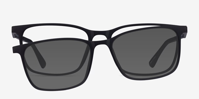 Parody Clip-On Noir PlastiqueMontures de lunettes de vue d'EyeBuyDirect, Vue de Face
