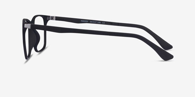 Parody Clip-On Noir PlastiqueMontures de lunettes de vue d'EyeBuyDirect, Vue de Côté