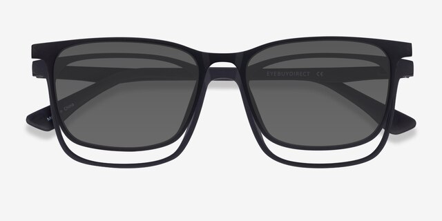 Parody Clip-On Noir PlastiqueMontures de lunettes de vue d'EyeBuyDirect, Vue Rapprochée