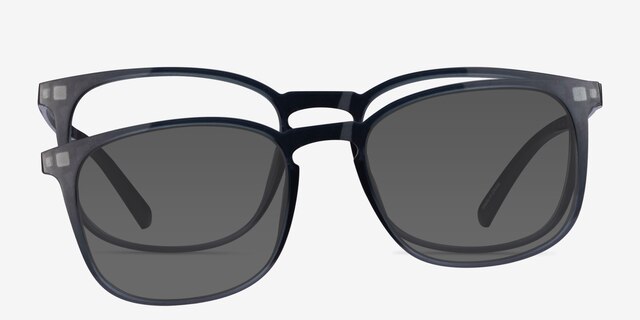 Stroll Clip-On Gray PlasticEyeglass Frames from EyeBuyDirect, Front View