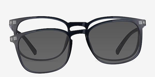 Stroll Clip-On Gray Plastic Eyeglass Frames