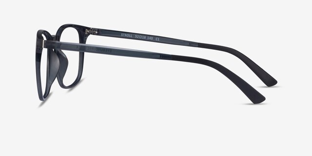 Stroll Clip-On Gray PlasticEyeglass Frames from EyeBuyDirect, Side View
