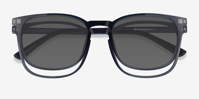 Stroll Clip-On Gray PlasticEyeglass Frames from EyeBuyDirect, Closed View
