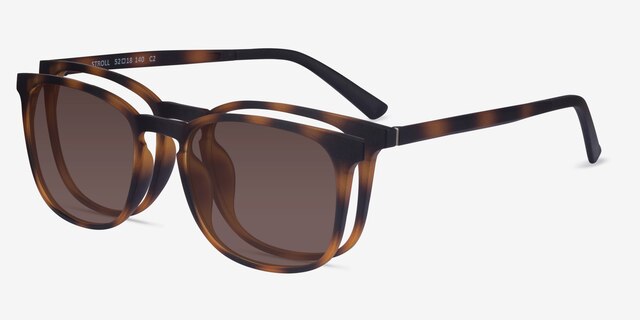 Stroll Clip-On Tortoise PlasticEyeglass Frames from EyeBuyDirect, Angle View