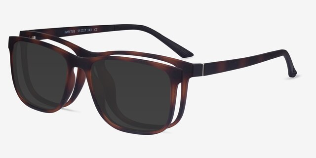 Impetus Clip-On Tortoise PlasticEyeglass Frames from EyeBuyDirect, Angle View