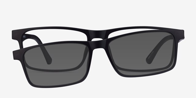 Historic Clip-On Black PlasticEyeglass Frames from EyeBuyDirect, Front View