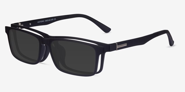 Historic Clip-On Black PlasticEyeglass Frames from EyeBuyDirect, Angle View