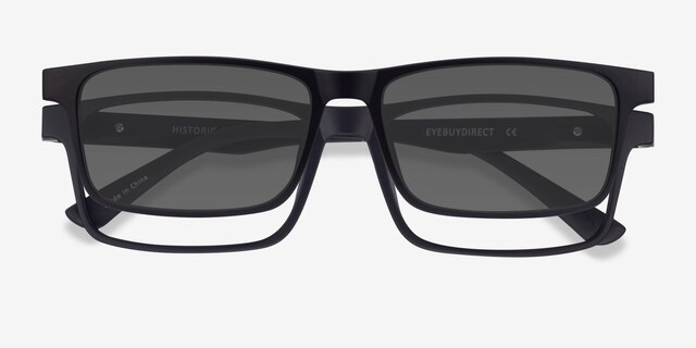 Historic Clip-On Black PlasticEyeglass Frames from EyeBuyDirect, Closed View