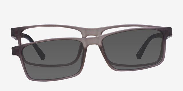 Historic Clip-On Gris PlastiqueMontures de lunettes de vue d'EyeBuyDirect, Vue de Face