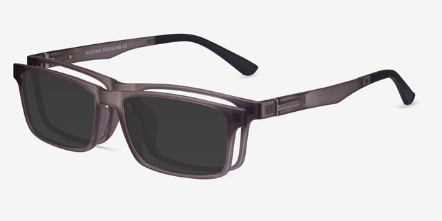 Historic Clip-On Gris PlastiqueMontures de lunettes de vue d'EyeBuyDirect, Vue d'Angle
